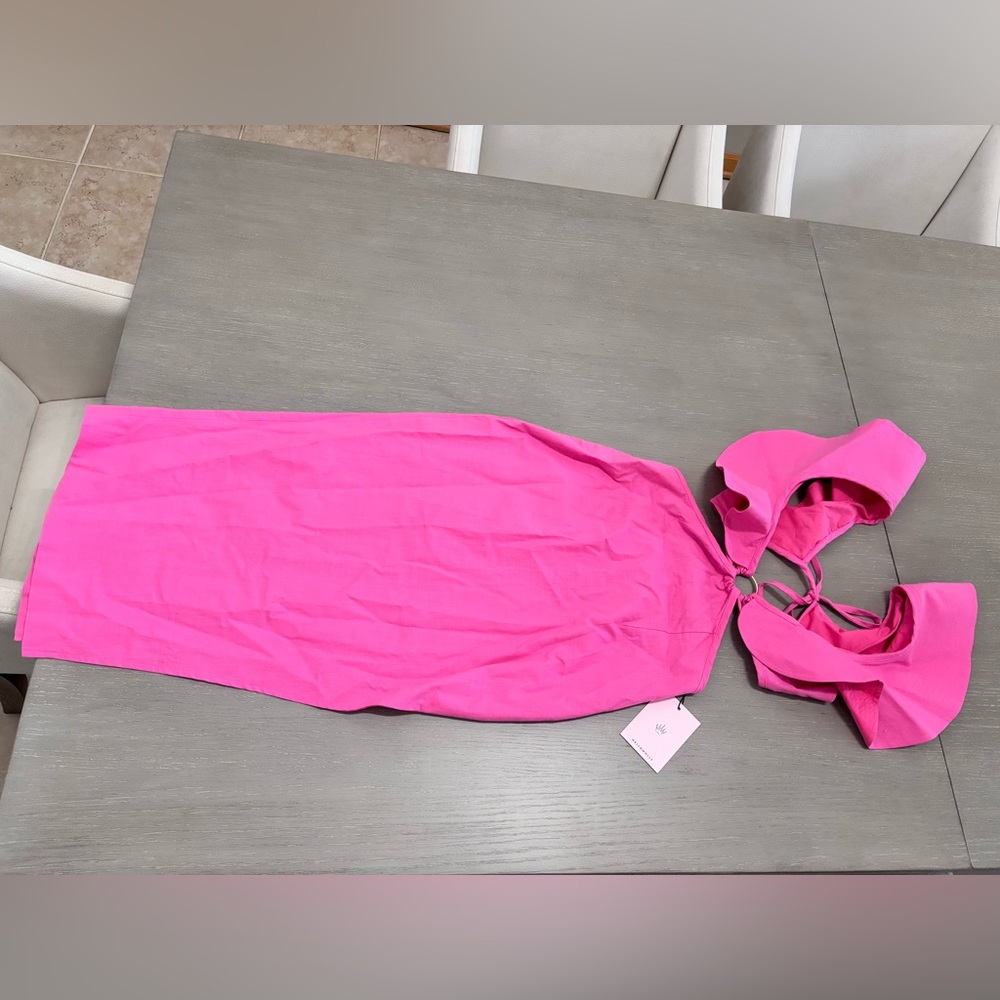 Hot pink cut out maxi dress